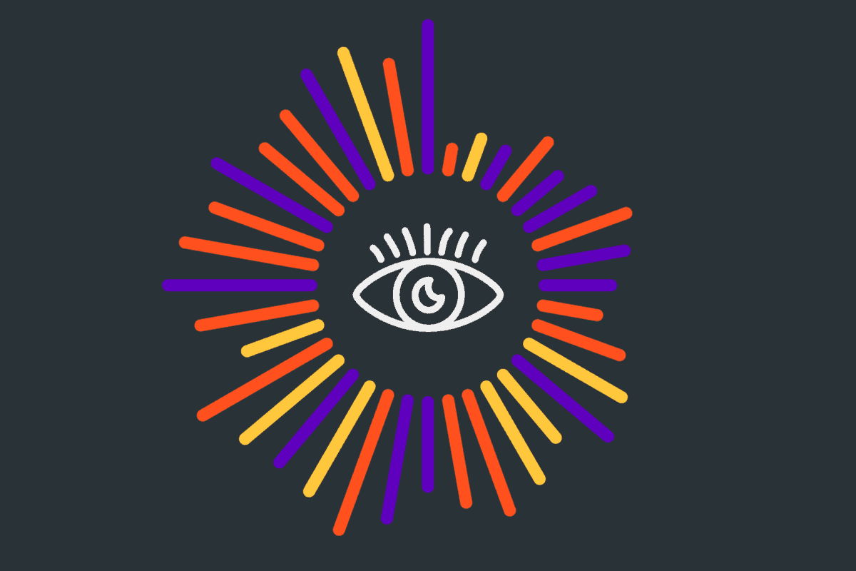 Illustration of eye with coloured vertical lines radiating outwards from it to represent the importance of data in eCommerce